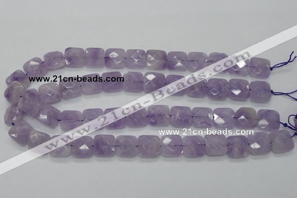 CNA340 15.5 inches 15*15mm faceted square natural lavender amethyst beads