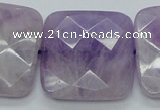 CNA342 15.5 inches 30*30mm faceted square natural lavender amethyst beads