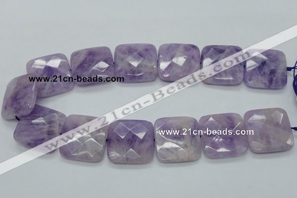 CNA342 15.5 inches 30*30mm faceted square natural lavender amethyst beads