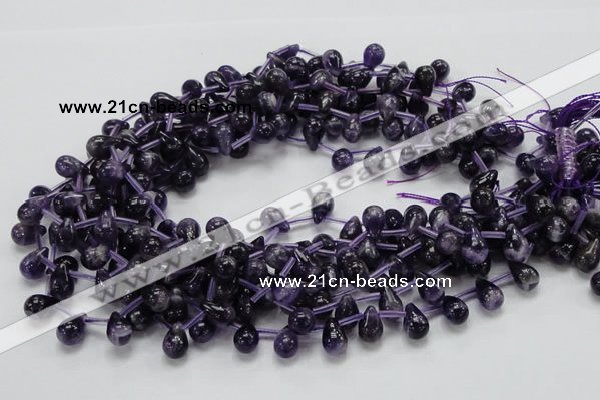 CNA37 15.5 inches 8*12mm teardrop grade A natural amethyst beads