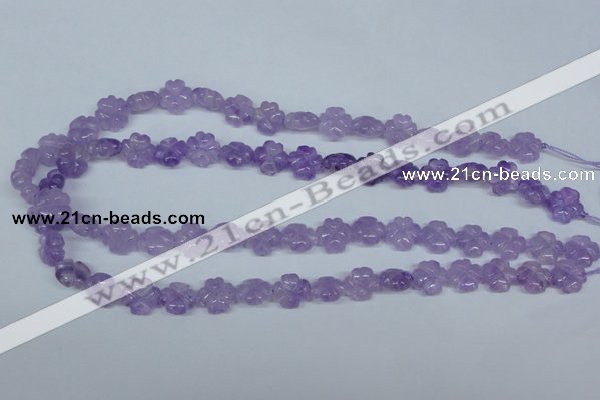 CNA434 15.5 inches 12mm carved flower natural lavender amethyst beads