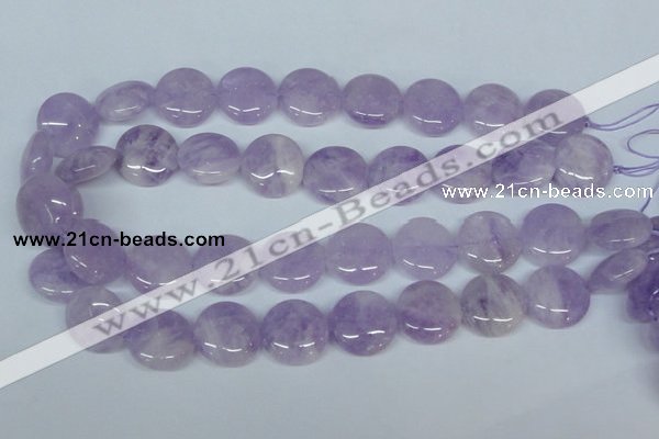 CNA436 15.5 inches 20mm flat round natural lavender amethyst beads