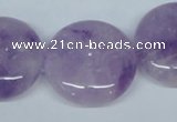 CNA438 15.5 inches 25mm flat round natural lavender amethyst beads