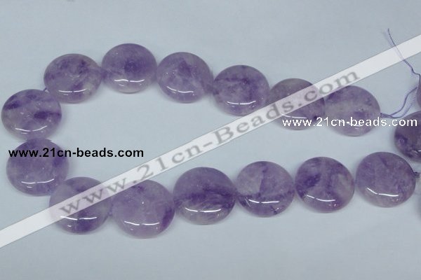 CNA438 15.5 inches 25mm flat round natural lavender amethyst beads