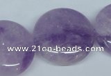 CNA439 15.5 inches 30mm flat round natural lavender amethyst beads