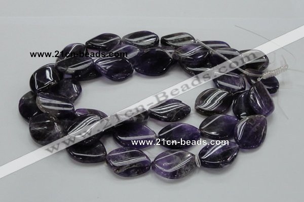 CNA44 15.5 inches 22*30mm twisted teardrop grade A natural amethyst beads