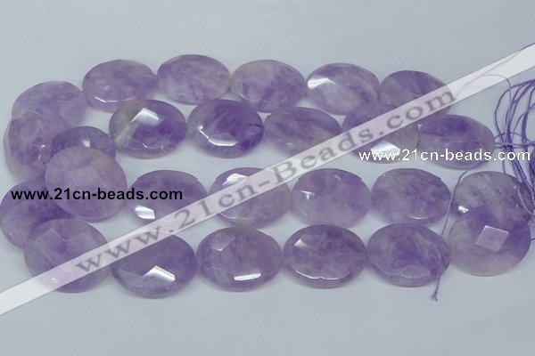 CNA460 15.5 inches 25*30mm faceted oval natural lavender amethyst beads