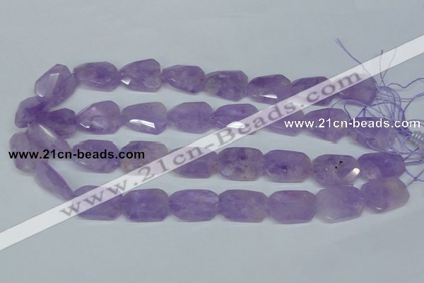 CNA463 18*25mm faceted & twisted rectangle natural lavender amethyst beads