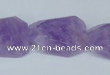 CNA464 22*30mm faceted & twisted rectangle natural lavender amethyst beads