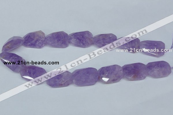 CNA464 22*30mm faceted & twisted rectangle natural lavender amethyst beads