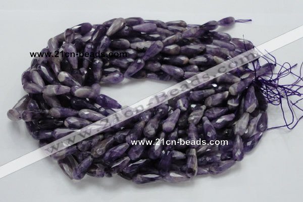 CNA47 15.5 inches 8*20mm faceted teadrop grade AB natural amethyst beads