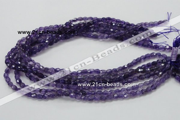 CNA50 15.5 inches 6*7mm faceted rice grade A natural amethyst beads