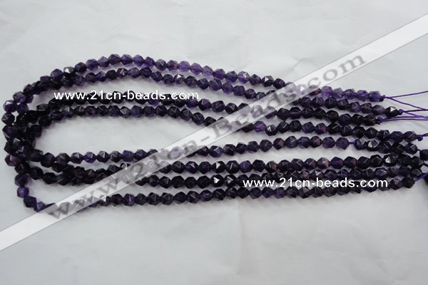 CNA501 15 inches 6mm faceted nuggets amethyst gemstone beads