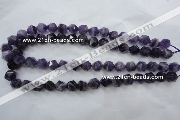CNA504 15 inches 12mm faceted nuggets amethyst gemstone beads