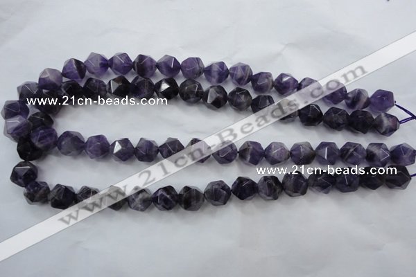 CNA505 15 inches 14mm faceted nuggets amethyst gemstone beads