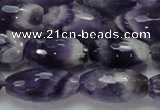 CNA53 15.5 inches 12*22mm faceted rice grade AB natural amethyst beads