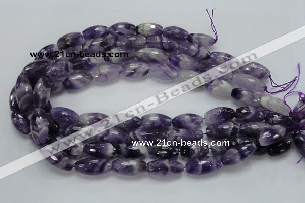 CNA53 15.5 inches 12*22mm faceted rice grade AB natural amethyst beads