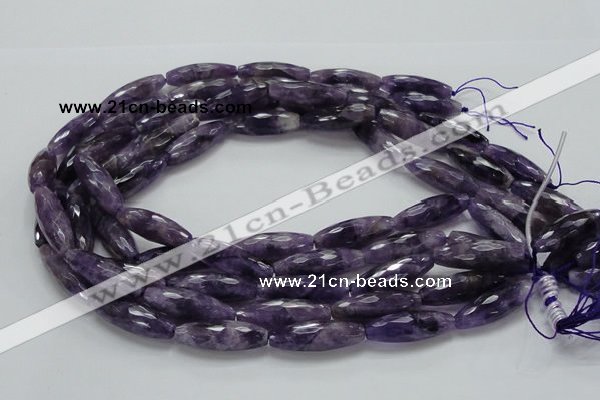 CNA54 15.5 inches 10*30mm faceted rice grade AB+ natural amethyst beads