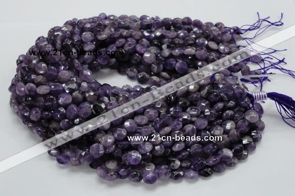 CNA57 15.5 inches 10mm faceted coin grade A natural amethyst beads