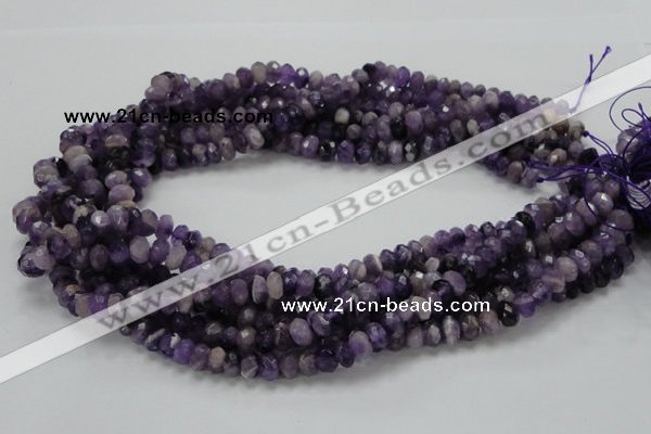 CNA61 15.5 inches 6*8mm faceted rondelle grade AB+ natural amethyst beads