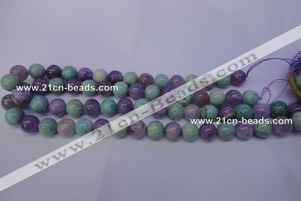 CNA654 15 inches 12mm round lavender amethyst & amazonite beads