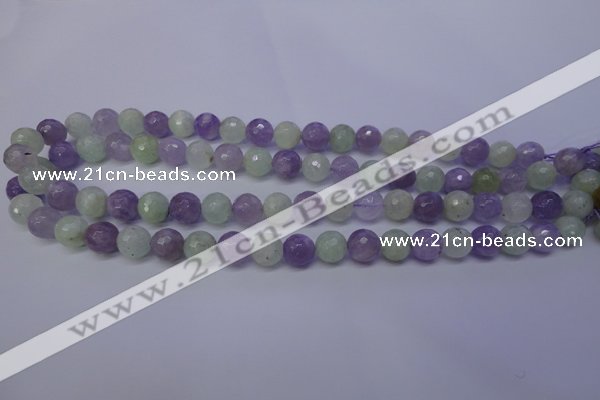 CNA663 15 inches 10mm faceted round lavender amethyst & prehnite beads