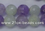 CNA665 15 inches 14mm faceted round lavender amethyst & prehnite beads