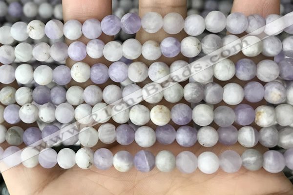 CNA676 15.5 inches 6mm round matte lavender amethyst beads