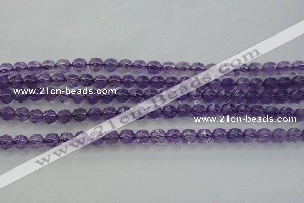 CNA68 15.5 inches 6mm faceted round natural amethyst beads