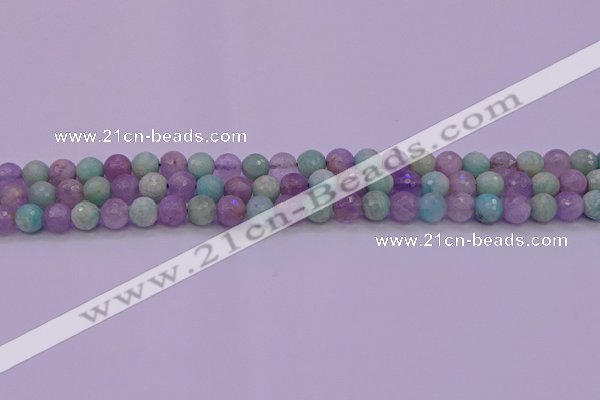 CNA681 15.5 inches 6mm faceted round lavender amethyst & amazonite beads