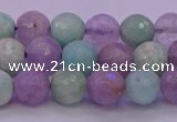 CNA682 15.5 inches 8mm faceted round lavender amethyst & amazonite beads