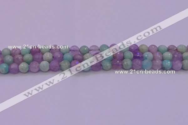 CNA682 15.5 inches 8mm faceted round lavender amethyst & amazonite beads