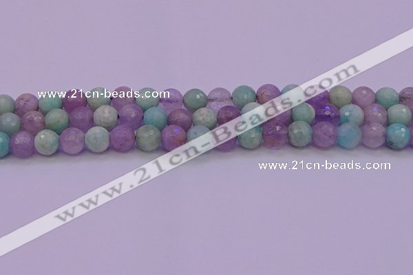 CNA683 15.5 inches 10mm faceted round lavender amethyst & amazonite beads