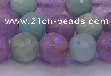 CNA684 15.5 inches 12mm faceted round lavender amethyst & amazonite beads