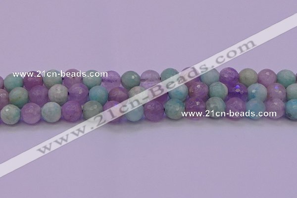 CNA684 15.5 inches 12mm faceted round lavender amethyst & amazonite beads