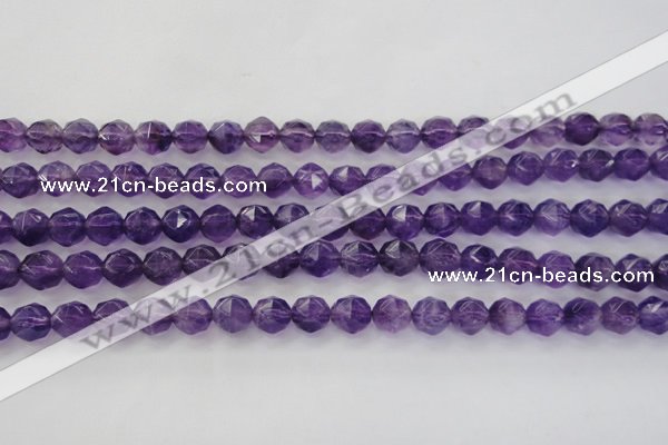 CNA69 15.5 inches 8mm faceted round natural amethyst beads