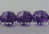 CNA71 15.5 inches 12mm faceted round natural amethyst beads