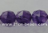 CNA72 15.5 inches 14mm faceted round natural amethyst beads