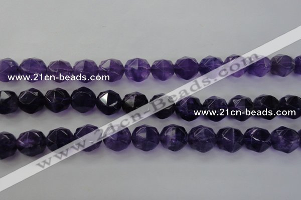 CNA72 15.5 inches 14mm faceted round natural amethyst beads