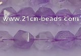 CNA732 15.5 inches 10mm faceted nuggets light lavender amethyst beads