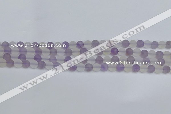 CNA736 15.5 inches 6mm round matte amethyst & white crystal beads