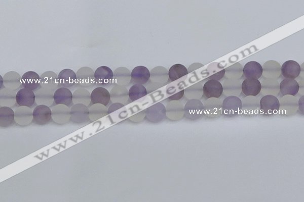 CNA738 15.5 inches 10mm round matte amethyst & white crystal beads