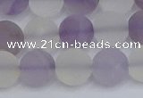 CNA739 15.5 inches 12mm round matte amethyst & white crystal beads