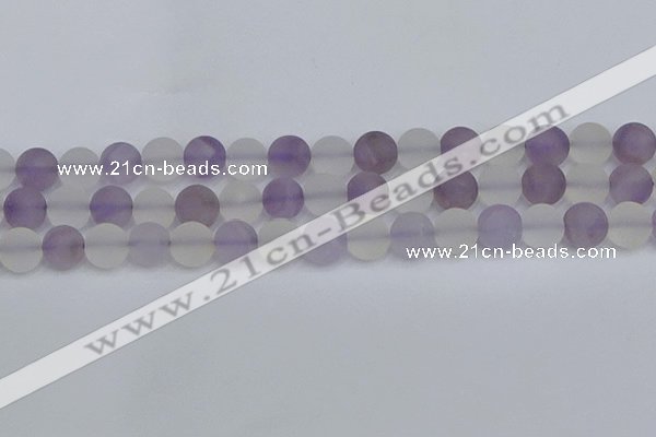 CNA739 15.5 inches 12mm round matte amethyst & white crystal beads