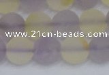 CNA744 15.5 inches 12mm round matte amethyst & citrine beads