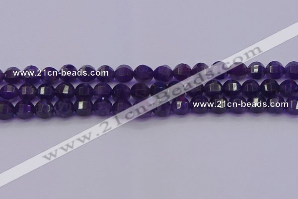 CNA752 15.5 inches 8mm faceted round natural amethyst beads