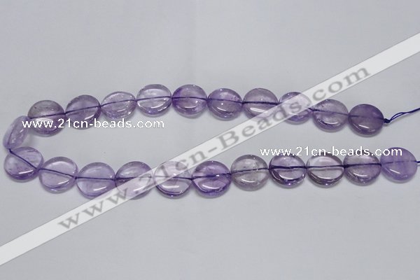 CNA820 15.5 inches 10mm flat round natural light amethyst beads