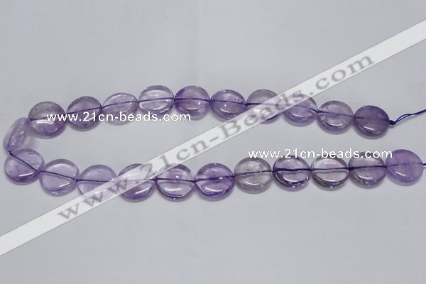 CNA821 15.5 inches 12mm flat round natural light amethyst beads