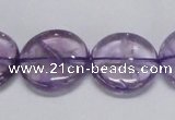 CNA825 15.5 inches 20mm flat round natural light amethyst beads