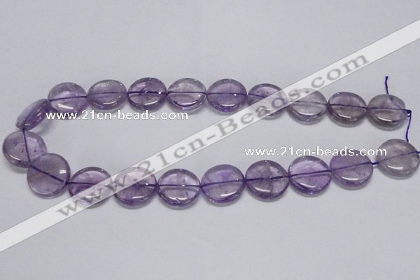 CNA825 15.5 inches 20mm flat round natural light amethyst beads